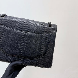 Maxi Double Flap Python Leather in Black RHW