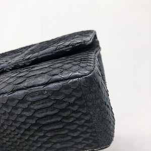 Maxi Double Flap Python Leather in Black RHW