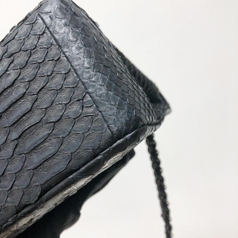 Maxi Double Flap Python Leather in Black RHW