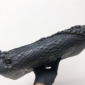 Maxi Double Flap Python Leather in Black RHW