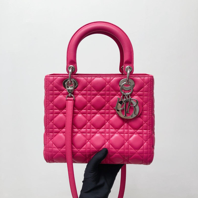 Lambskin Lady Dior Medium Magenta Pink