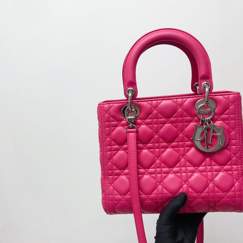 Lambskin Lady Dior Medium Magenta Pink