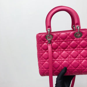 Lambskin Lady Dior Medium Magenta Pink