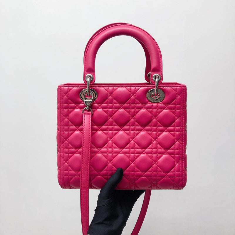 Lambskin Lady Dior Medium Magenta Pink