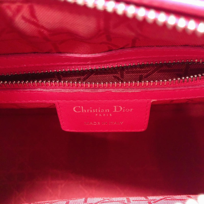 CHRISTIAN DIOR Lambskin Cannage Medium Lady Dior Red 1215999
