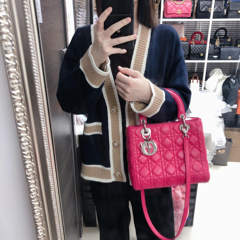 Lambskin Lady Dior Medium Magenta Pink