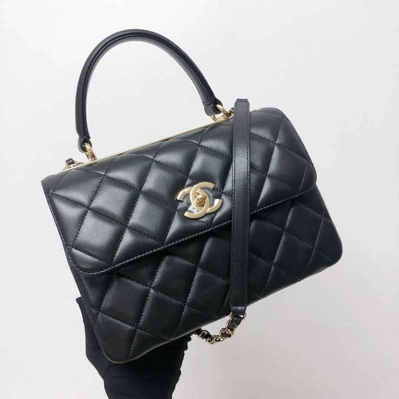 [AUTHENTIC] Chanel Classic Flap Bag Small (Grained Calfskin & Gold-Tone  Metal Black)