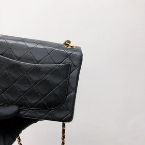 Vintage Mini Square Flap Bag in Black Quilted Lambskin Leather GHW