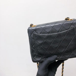 Vintage Mini Square Flap Bag in Black Quilted Lambskin Leather GHW