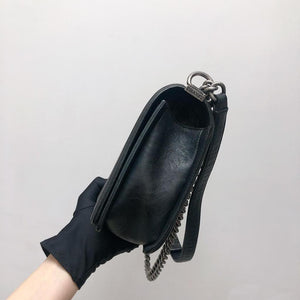 Le Boy Old Medium Crinkled Calfskin with Ruthenium Hardware Black