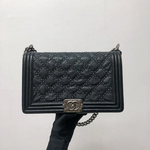 Le Boy Old Medium Crinkled Calfskin with Ruthenium Hardware Black