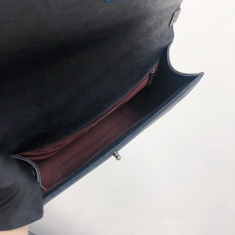 Le Boy Old Medium Crinkled Calfskin with Ruthenium Hardware Black