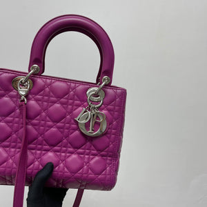 Cannage Lambskin Lady Dior Medium Bag in Violet