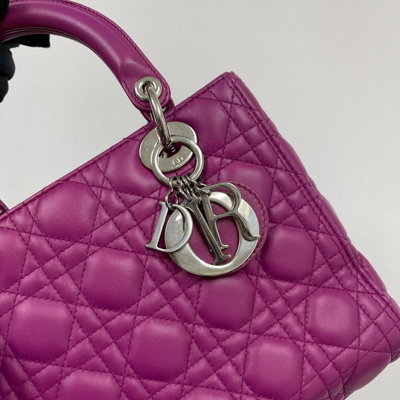 Cannage Lambskin Lady Dior Medium Bag in Violet