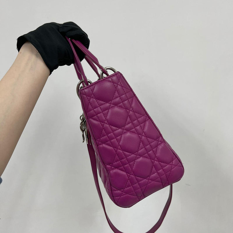 Cannage Lambskin Lady Dior Medium Bag in Violet
