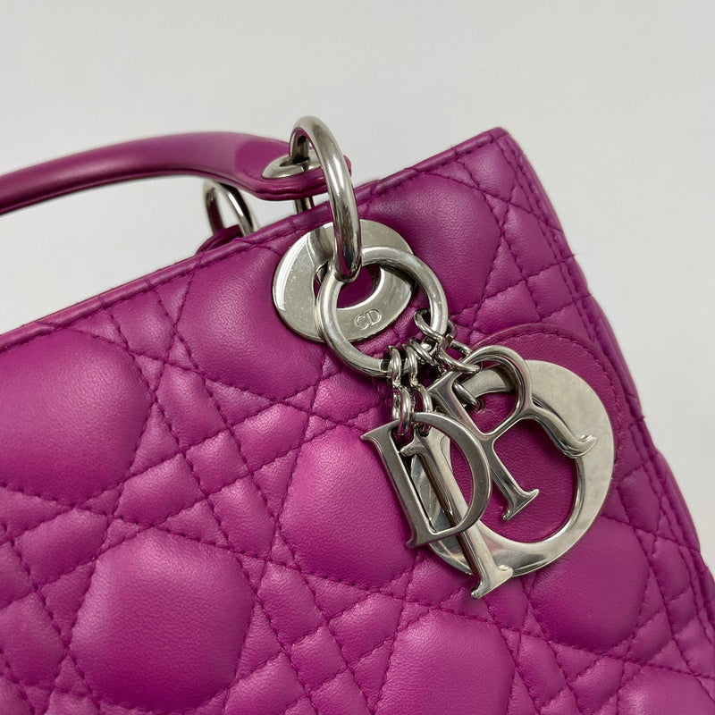 Cannage Lambskin Lady Dior Medium Bag in Violet
