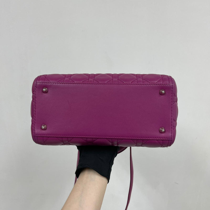 Cannage Lambskin Lady Dior Medium Bag in Violet