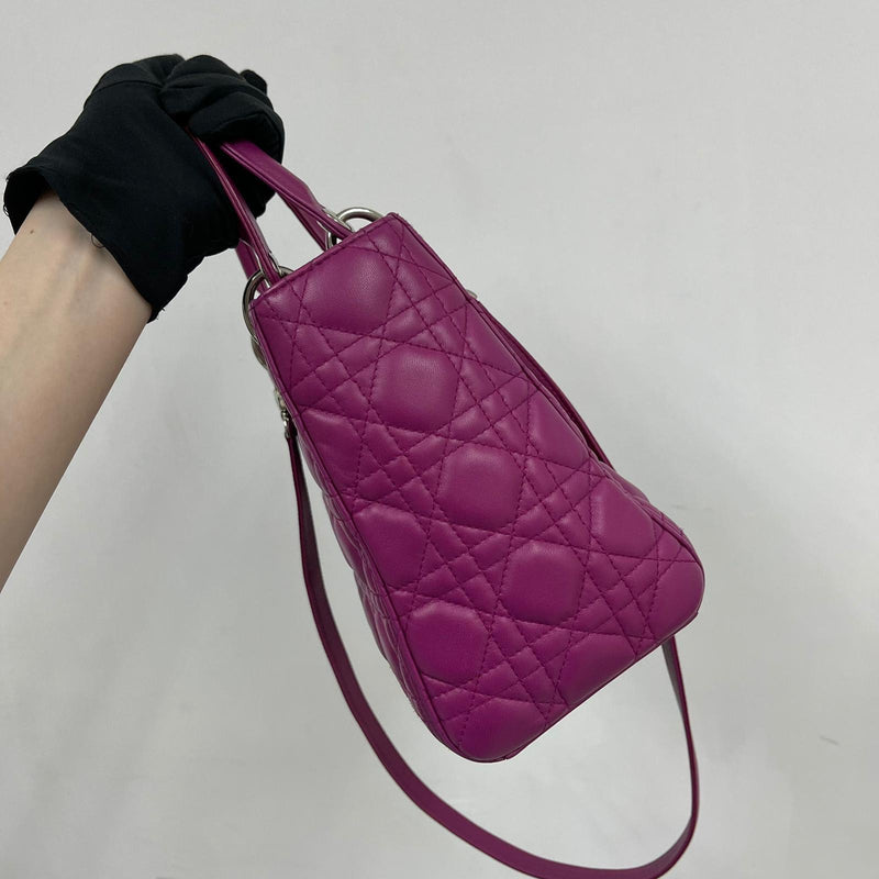 Cannage Lambskin Lady Dior Medium Bag in Violet