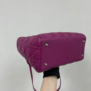 Cannage Lambskin Lady Dior Medium Bag in Violet