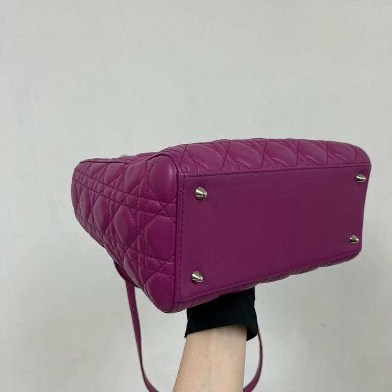 Cannage Lambskin Lady Dior Medium Bag in Violet