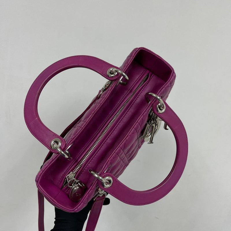 Cannage Lambskin Lady Dior Medium Bag in Violet