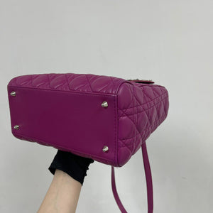 Cannage Lambskin Lady Dior Medium Bag in Violet