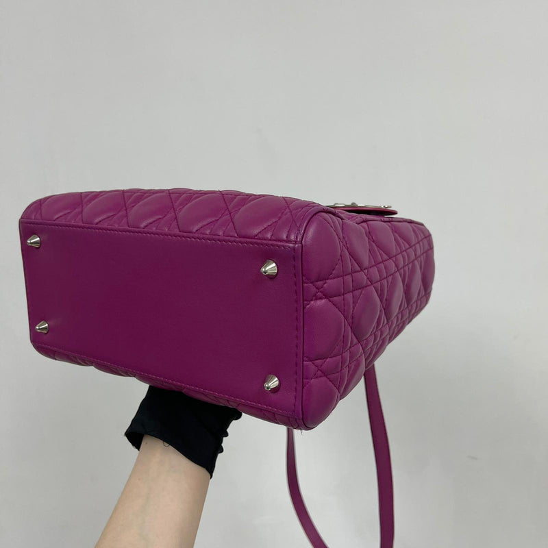Cannage Lambskin Lady Dior Medium Bag in Violet