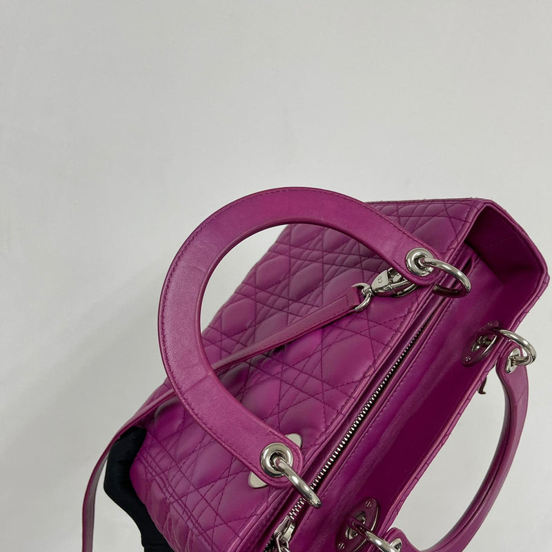 Cannage Lambskin Lady Dior Medium Bag in Violet