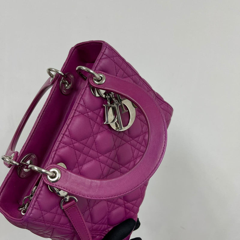 Cannage Lambskin Lady Dior Medium Bag in Violet