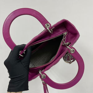 Cannage Lambskin Lady Dior Medium Bag in Violet