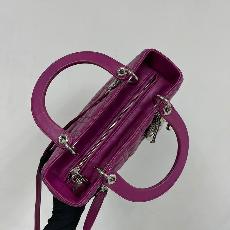 Cannage Lambskin Lady Dior Medium Bag in Violet