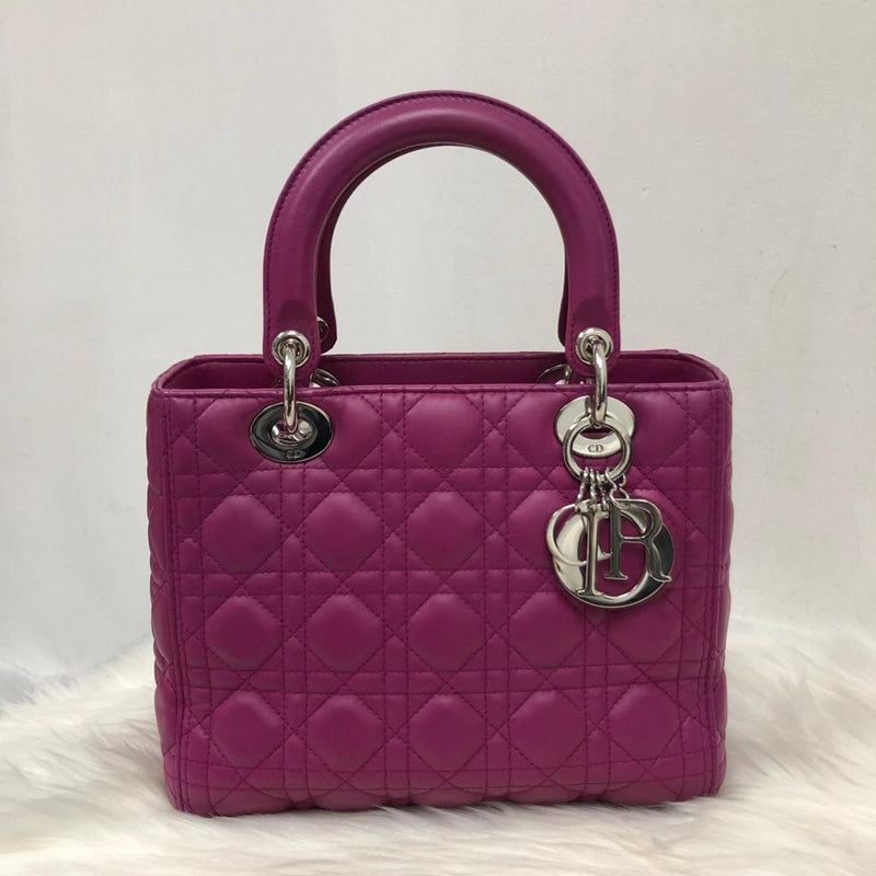 Cannage Lambskin Lady Dior Medium Bag in Violet