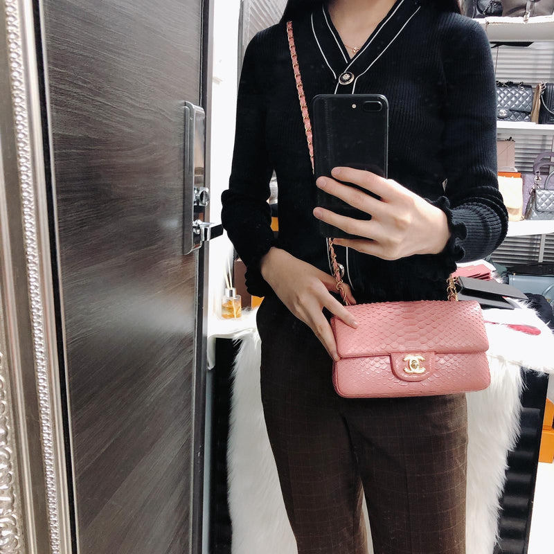 Python Valentine Collection Mini Charm Flap Bag Pink