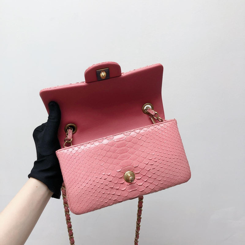 Python Valentine Collection Mini Charm Flap Bag Pink