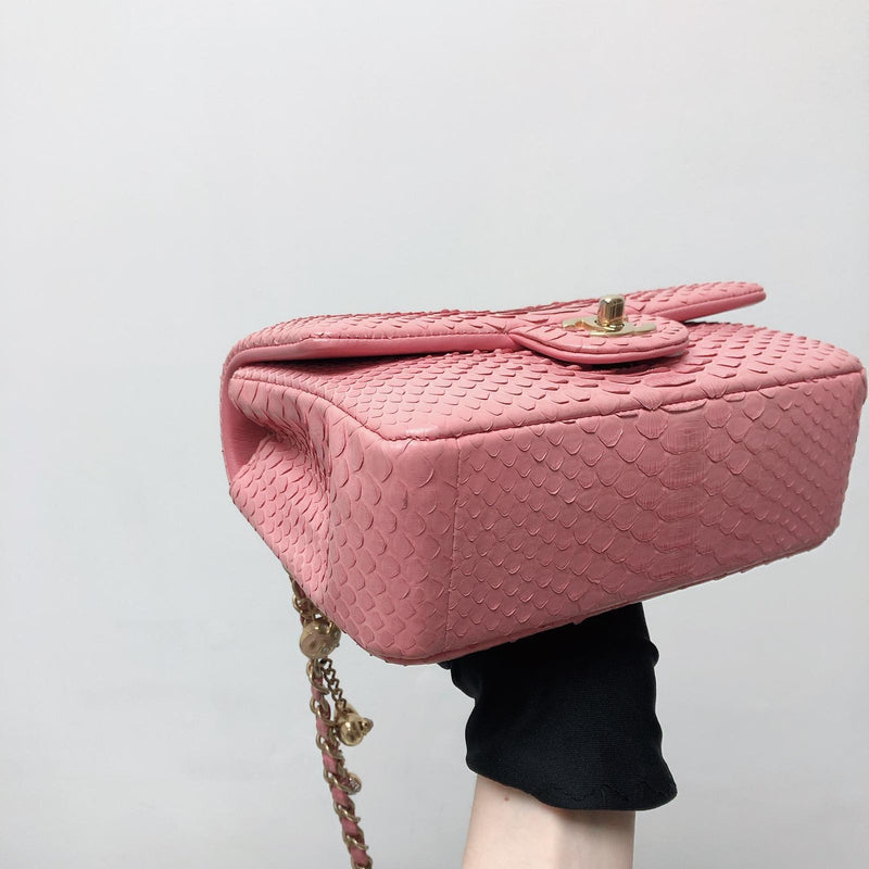 CHANEL PYTHON MINI FLAP BAG IN BUBBLEGUM PINK – Caroline's Fashion Luxuries