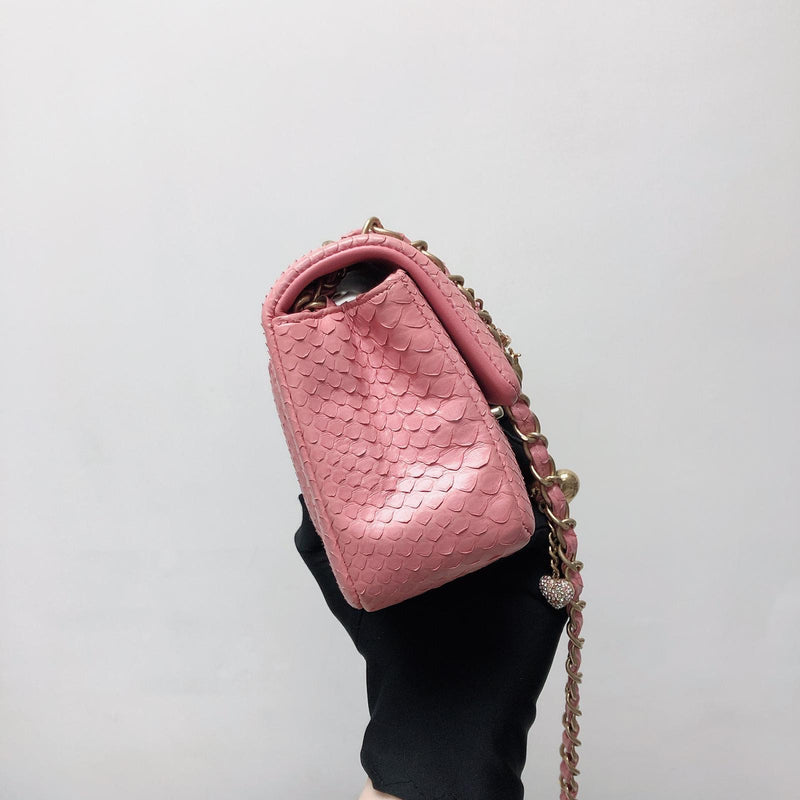 Python Valentine Collection Mini Charm Flap Bag Pink
