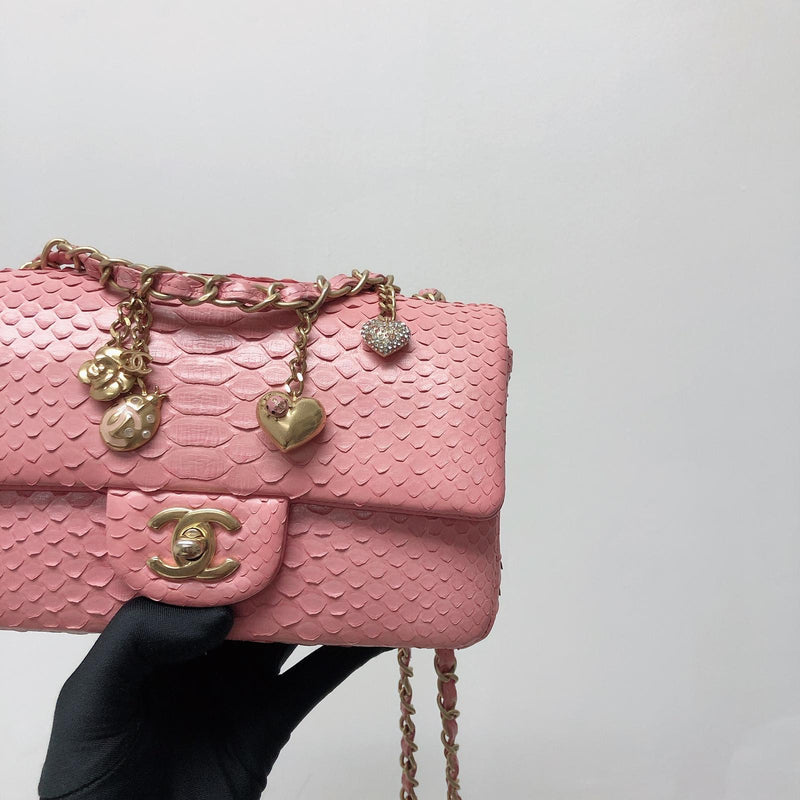Python Valentine Collection Mini Charm Flap Bag Pink