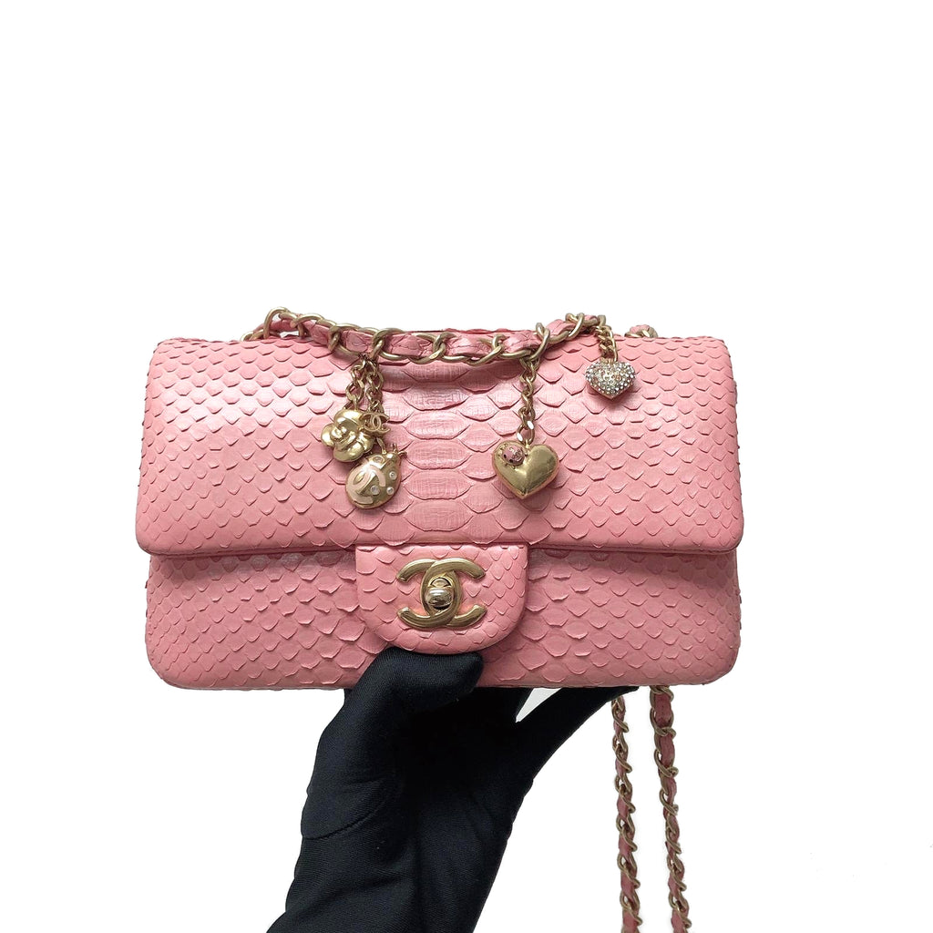 Python Valentine Collection Mini Charm Flap Bag Pink