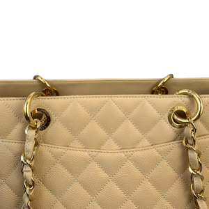 Grand Shopping Tote Caviar Beige GHW