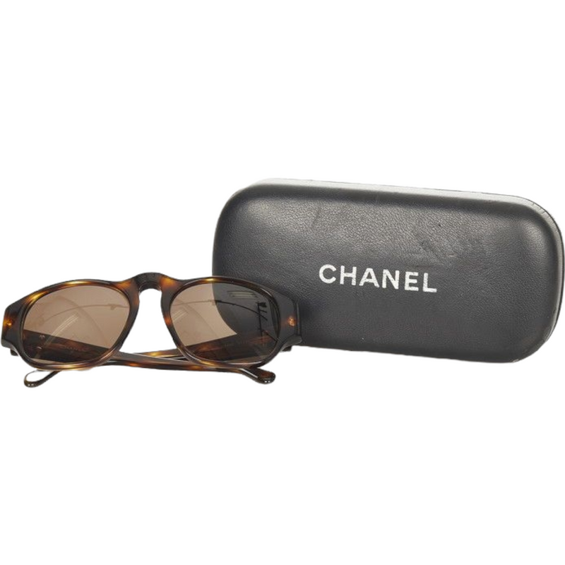 Chanel Tortoise Shell Frame and Blue Denim CC Oversized Sunglasses