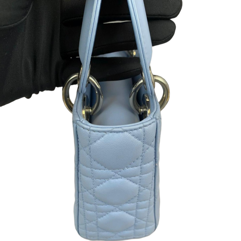 Mini Lady Dior Lambskin Baby Blue SHW