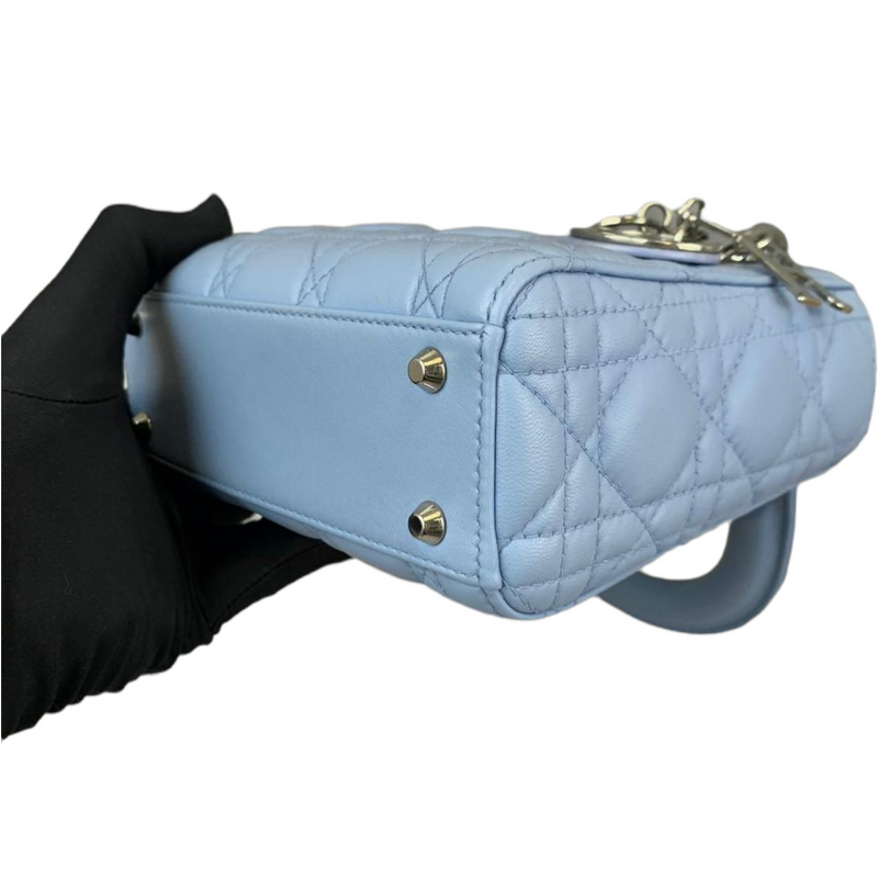 Mini Lady Dior Lambskin Baby Blue SHW