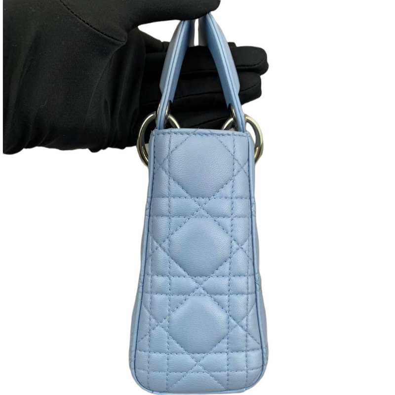 Mini Lady Dior Lambskin Baby Blue SHW