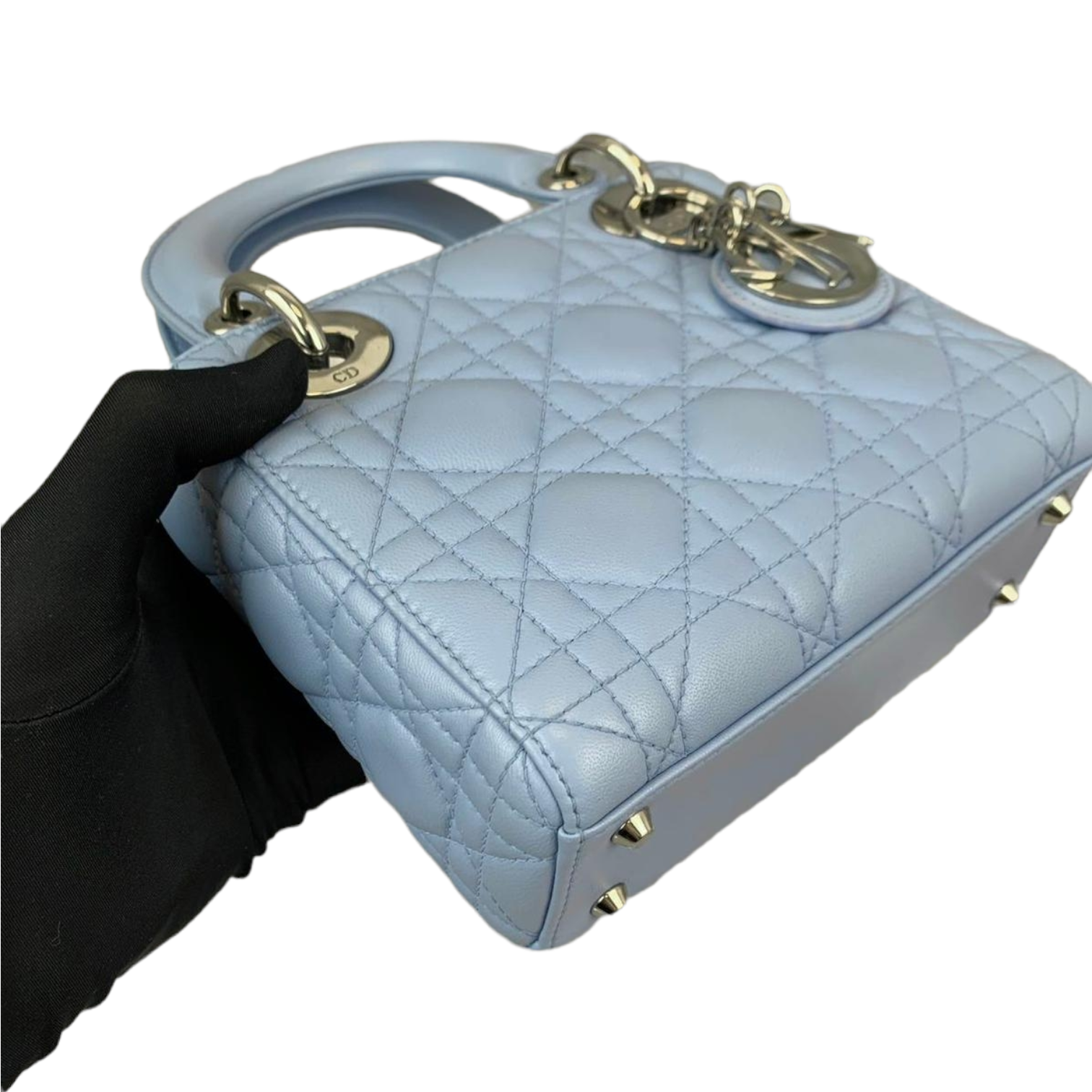 Christian Dior Mini Lady Dior Lambskin Blue SHW Bag Religion