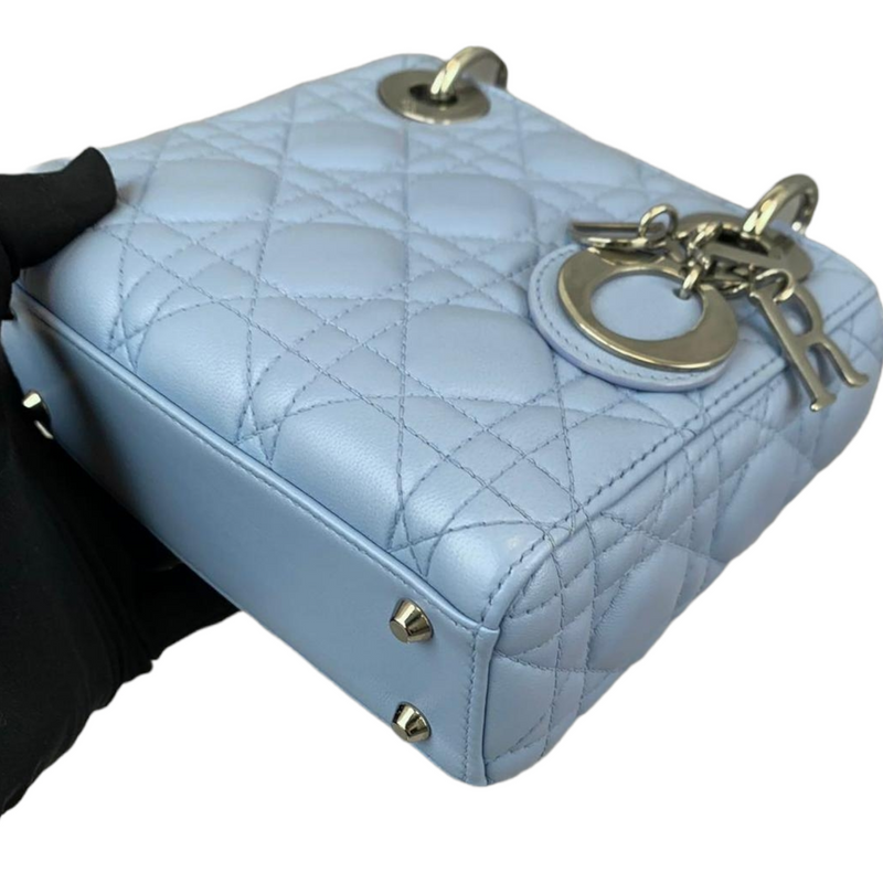 Mini Lady Dior Lambskin Baby Blue SHW