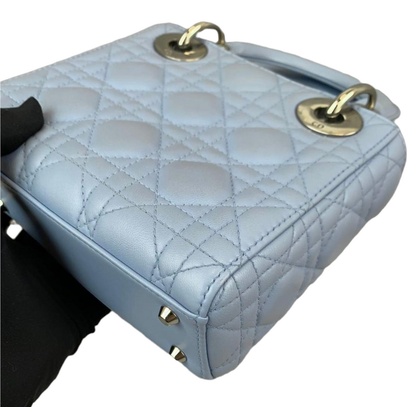 Mini Lady Dior Lambskin Baby Blue SHW