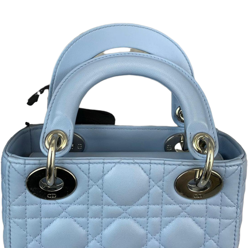 Mini Lady Dior Lambskin Baby Blue SHW