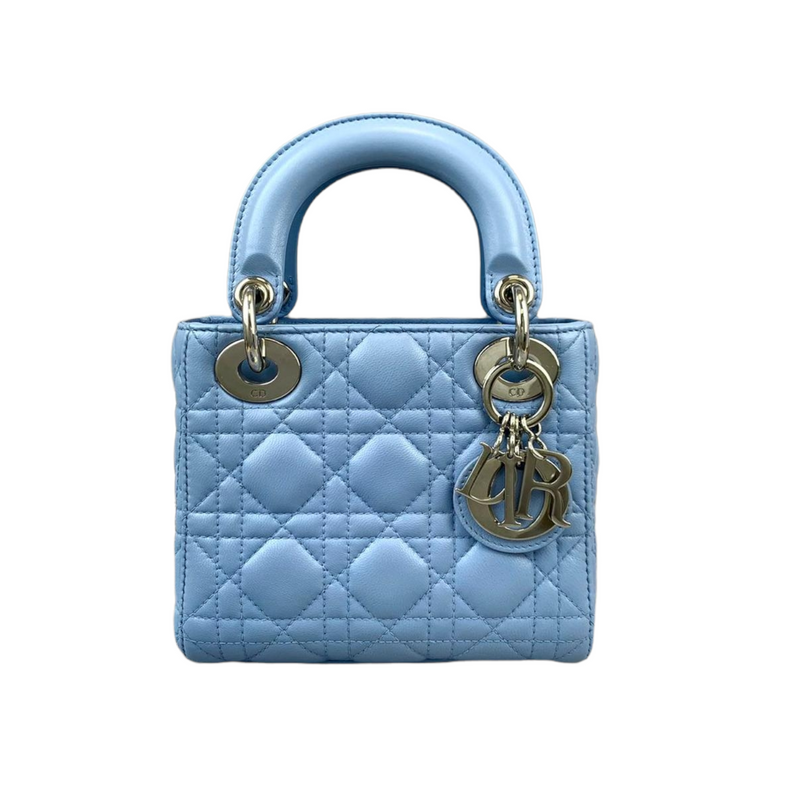 Mini Lady Dior Lambskin Baby Blue SHW