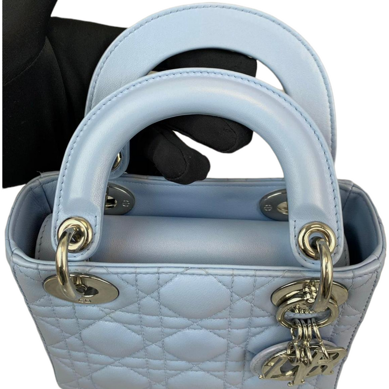 Mini Lady Dior Lambskin Baby Blue SHW