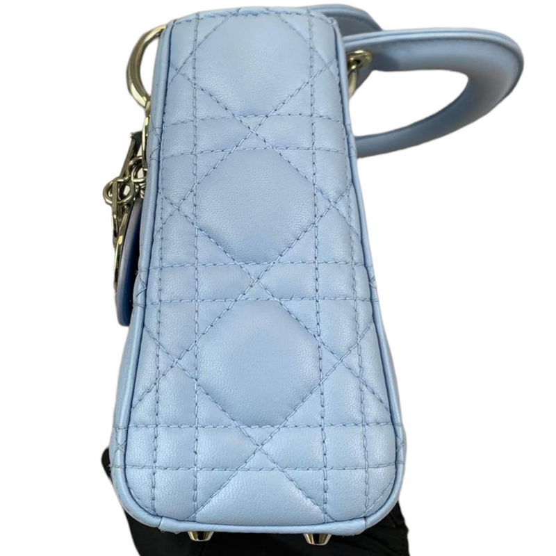 Mini Lady Dior Lambskin Baby Blue SHW